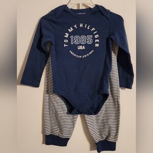 Tommy Hilfiger Navy Blue 2 Piece Set Onesie and Pants